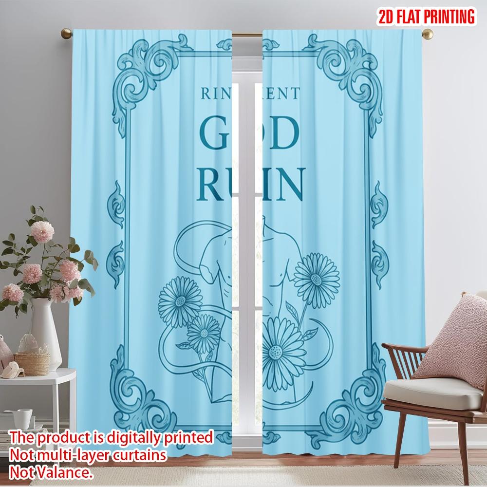 

2 шт. шторы для вечеринки с плоской 2D печатью Rina Kent God Ruin 100% полиэстер без электричества праздничные украшения идеально 52.50×116.00 CM 2pcs