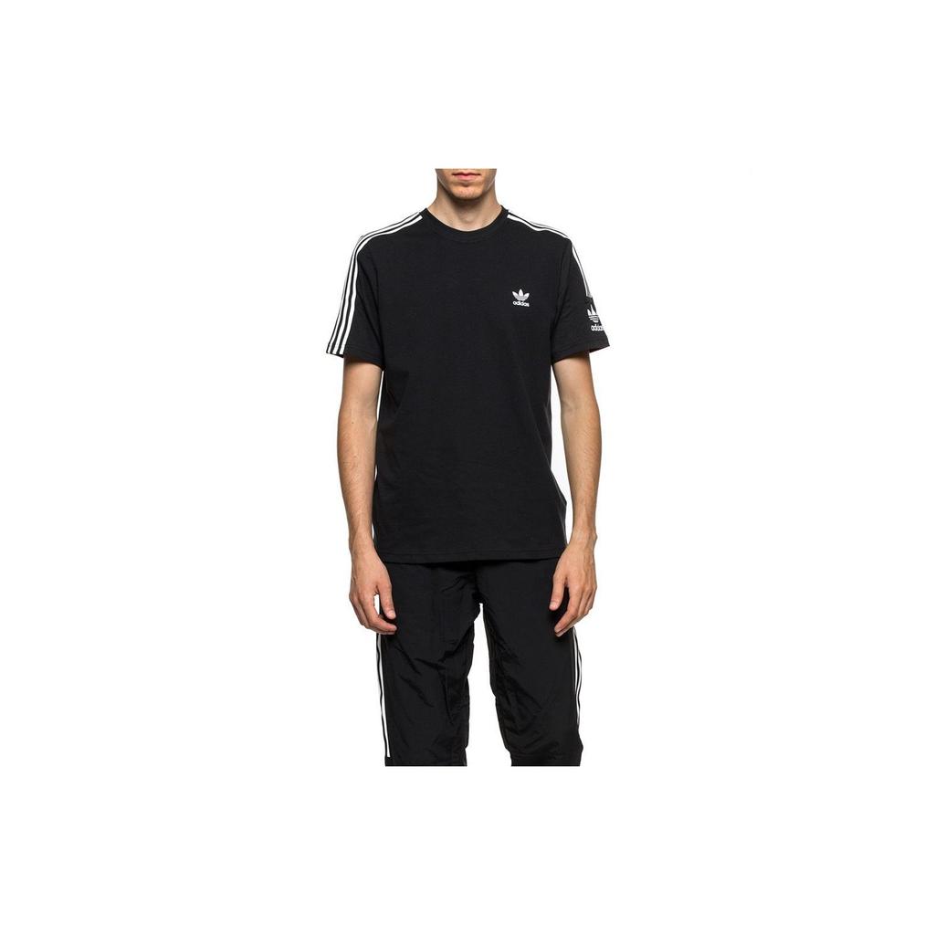 adidas Oryginalna koszulka Clover Retro 3-Stripes z okrągłym dekoltem i krótkim rękawem dla mężczyzn, czarna ED6116