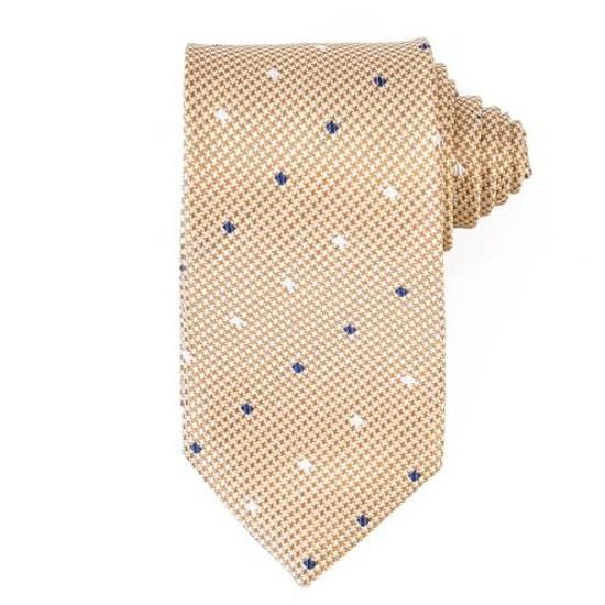 Michiko London Brand Tie Made Japan Nishijin Weaving 100 Silk Jacquard Weave Square Pattern.