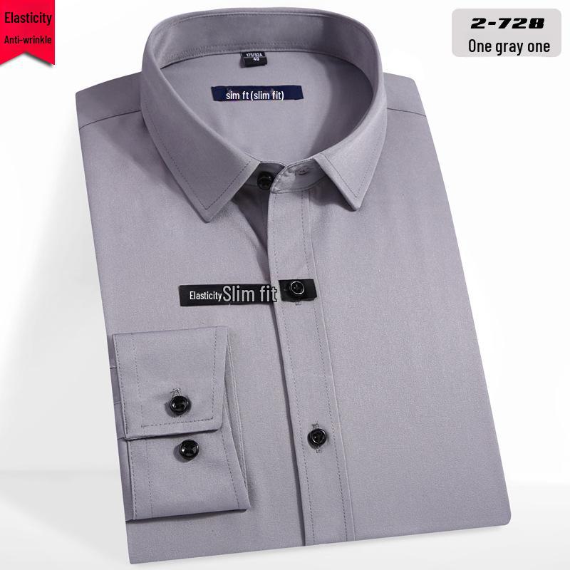 Men's Slim Fit Black Long-Sleeve Business Shirt