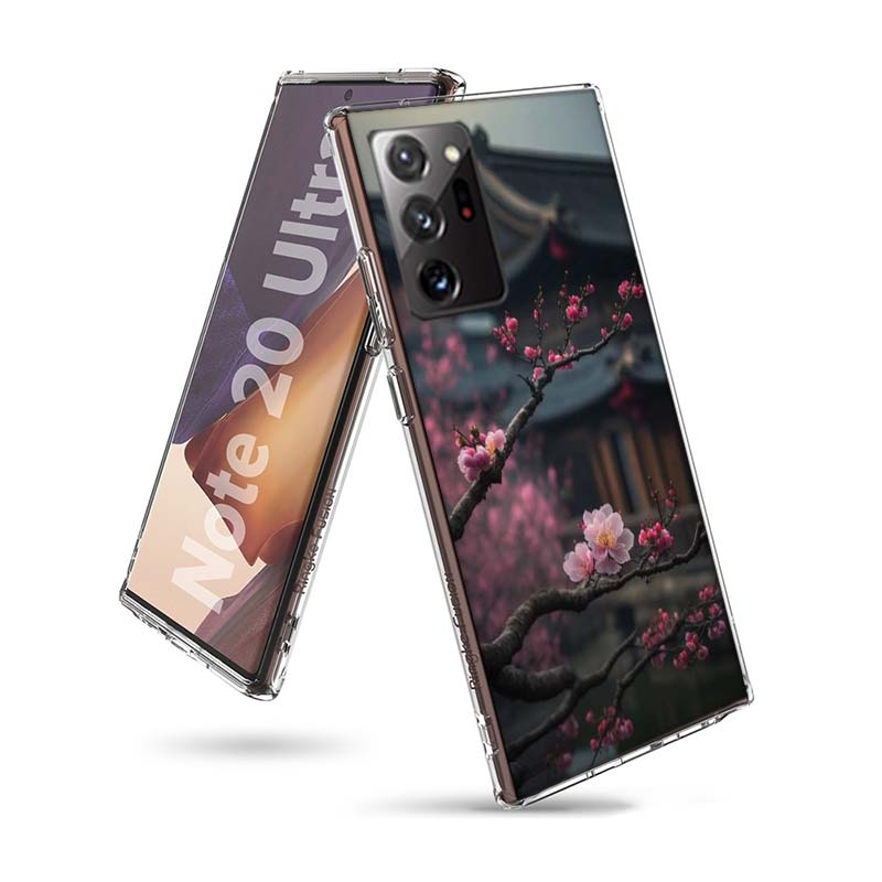 Snowy Peach Blossom Tree in Front of the House Phone Case for Samsung A55 A35 A25 A15 A07 A05S A16 A17 A26 A36 A37 A56 A57 Galax