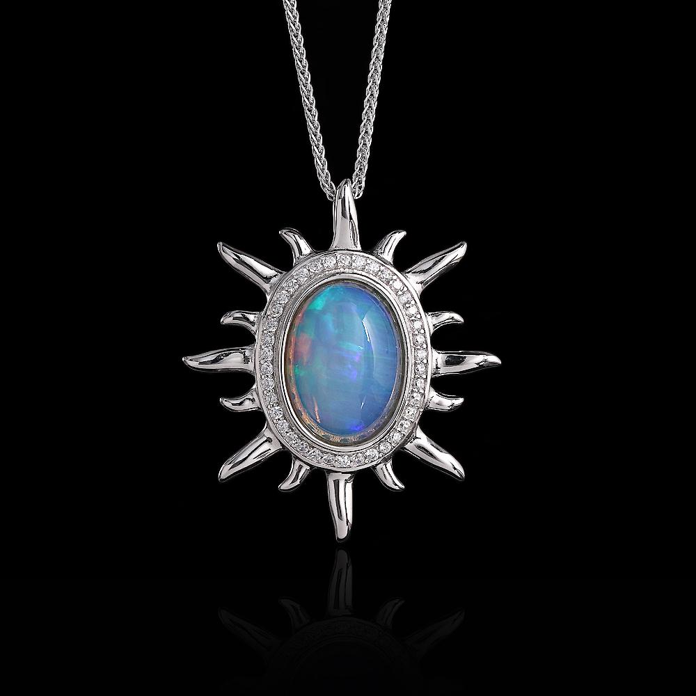 Hope Gemstones Natural oval 10*14mm ethiopia opal pendant 925 sterling silver Necklace Fine jewelry for women's Anniversary gift