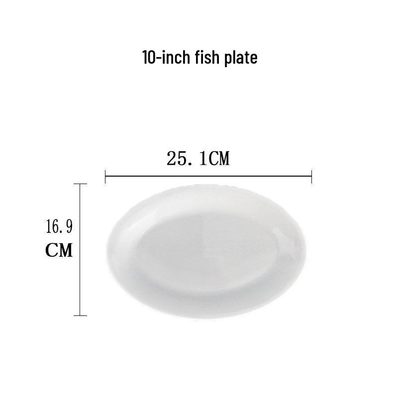 Pure White Ceramic Oval Fish Plate - 14/16/18 Inch - Ideal for Steamed Fish, Vegetables - Perfect for Home, Hotel, or Restaurant Use