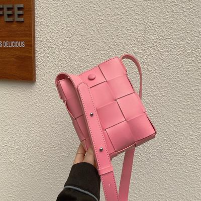 New Sweet Versatile Messenger Bag Casual Shoulder Bag Solid Color Woven Bag Mini Small Bag Mobile Phone Bag