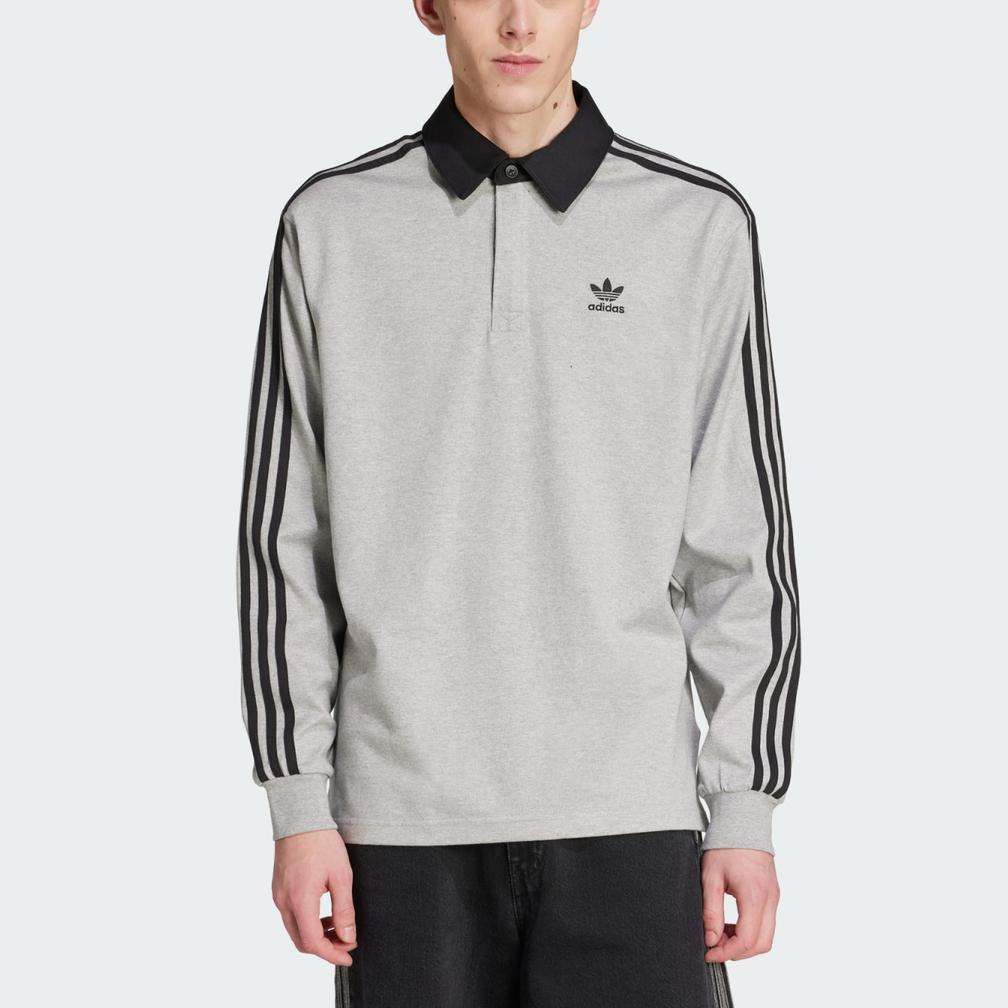 adidas Originals Adicolor Rugby Simple Comfortable Versatile Casual Long Sleeve Polo Shirt Unisex Polo Shirts JY1399