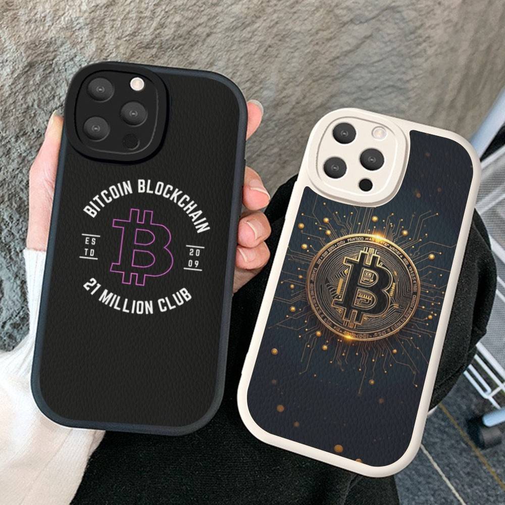 Bitcoin Phone Case Hard Leather For IPhone 14 13 16 Mini 15 14 11 12 Pro Max Plus Fundas