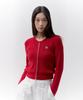 Kirsh Line Point V-Neck Crop Cardigan [Red]