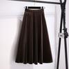 Women's Plus Size Skirt Autumn Winter High-Waist A-Line Velvet Skirt Elastic Waist Solid Color Skirt