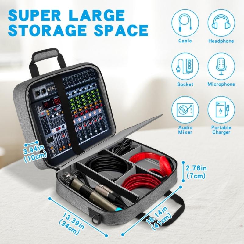 Heavy Duty Auditory Gear Storage Bag For Mixers And Recorders Multiple Compartment Design Holder
