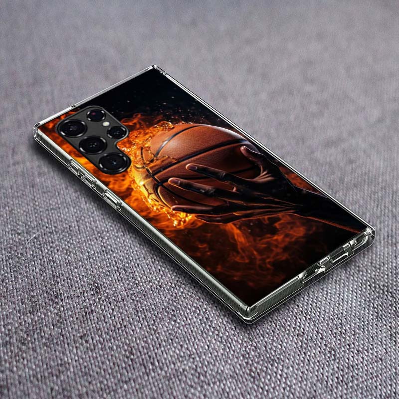 Basketball Phone Case For Samsung Galaxy S24 S23 S21 S20 FE S22 S26 Ultra S25 Edge S10 Plus Cover Clear TPU Capa Shell Coque Sho