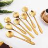 Gold Plated Christmas Flower Mixing Spoon - Japanese Stainless Steel Coffee Stirrer with Custom Logo Option.