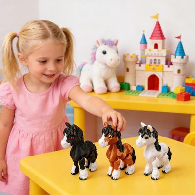 Yousheng 2Pcs 3D Printed Horse Figurine Movable Joints Pony Statue Stress Relief Horse Fidget Toy Simulation Animal Model Decoration