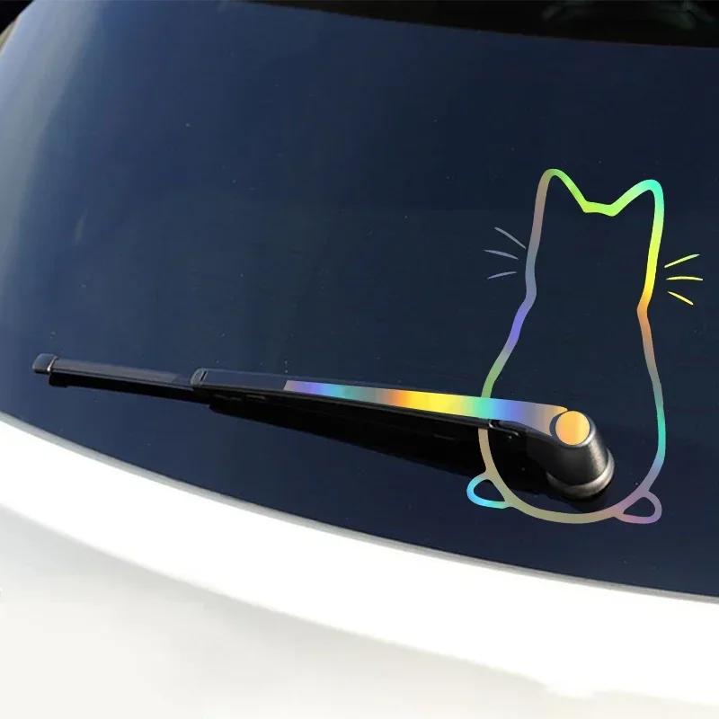 Funny Moving Cat Tail Stickers Art Design Car Rear Window Vinyl Declas Creative Vehicle Windshield Cute Animal Decoration
