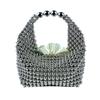 Luxury Design Handmade Silver Acrylic Beaded Handabg for Women Hand-woven Small Evening Bag Dinner Party Clutch Purse  New