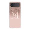 Letter Pink Shiny M R Phone Case For Samsung Galaxy Z Flip 3 4 5 Hard Folding Clear PC Bumper For Samsung Z Flip 6 Cover