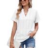 Spring Summer Jacquard V-neck Short Sleeved Loose T-shirt Top for Women's Clothing