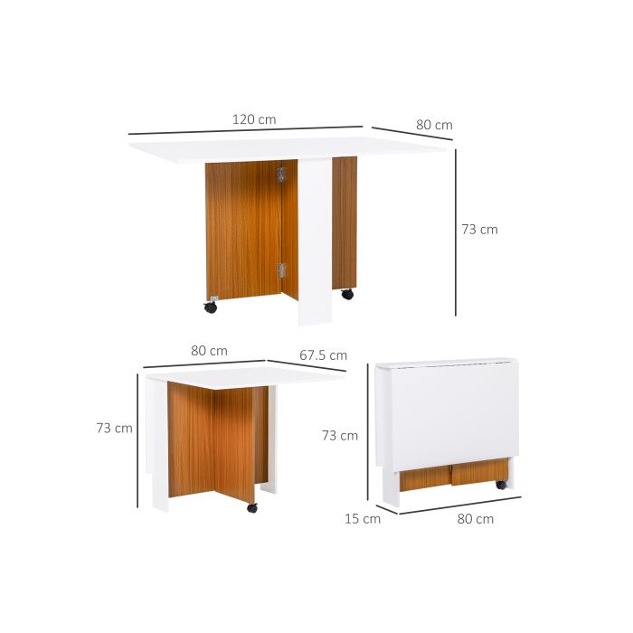 Table De Salle À Manger - MUVOE - Mobile - Blanc - Pliable - Roulettes