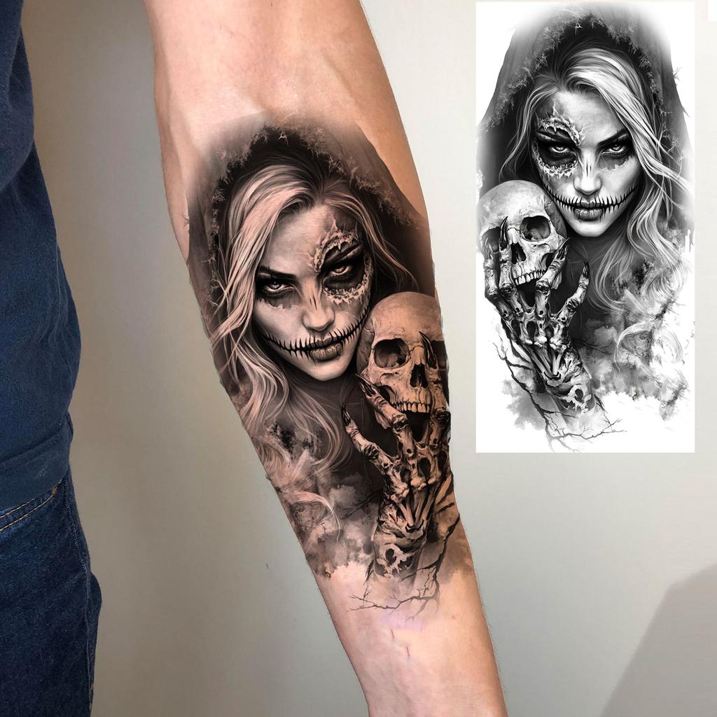 1 Sheet Full Arm Robber Gangster Temporary Tattoos For Men Women Waterproof  Tatoo Sleeve Realistic Bad Guy Fake Tattoos Sticker