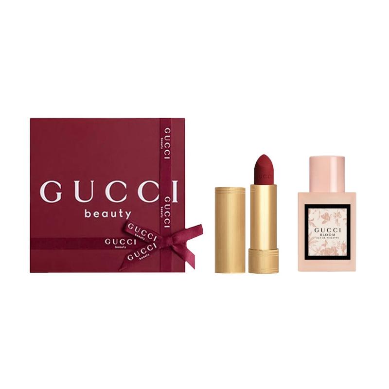 Gucci Perfume Set Huayue Women's Eau De Toilette Gold Tube Color Velvet Two-piece Set: Huayue Lady Eau De Toilette 30ml + Velvet Mist Lipstick #502