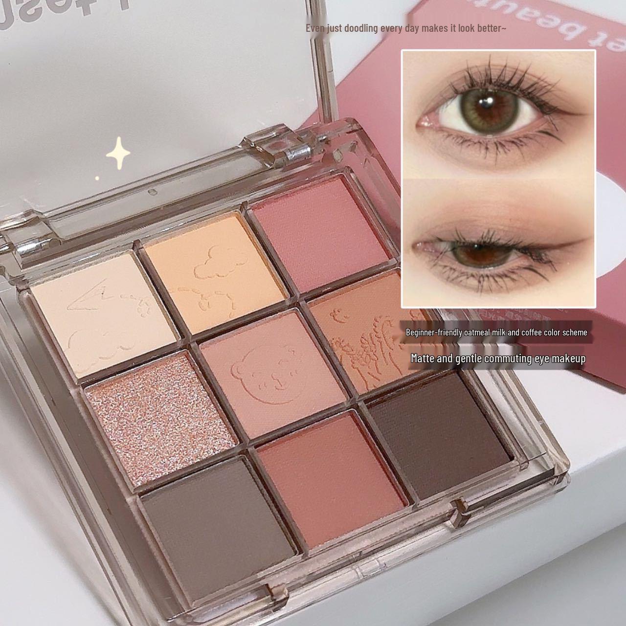 

Палетка матовых теней для век из 9 цветов: Низконасыщенные землистые тона для универсального использования на всем лице