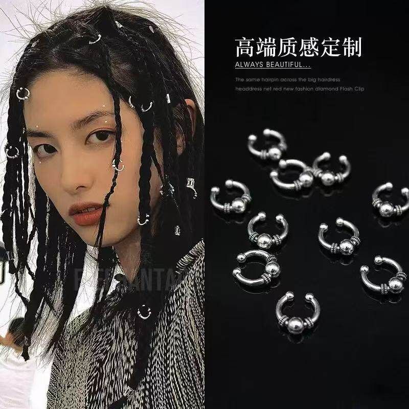 European and American Personalized Small Dreadlocks Trendy Braided Hair Headdress XINGX Cross DIY Pendant Hair Accessories Barrettes Ornament Women