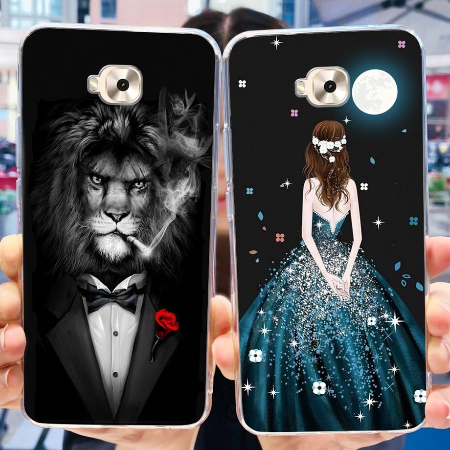Soft TPU Slim Capa For ASUS ZENFONE ZOOM S ZE553KL Case ASUS ZENFONE 4 SELFIE ZD553KL Back Cover Transparent Cow Print Lion Etui