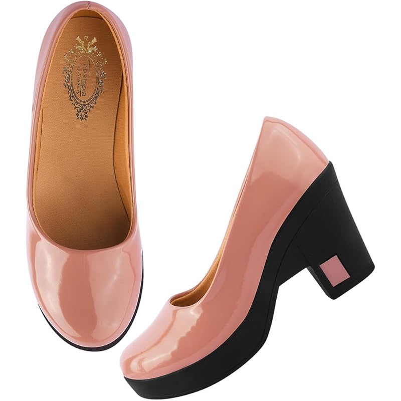 Shoetopia Solid Peach Pumps For Women & Girls-Eu37