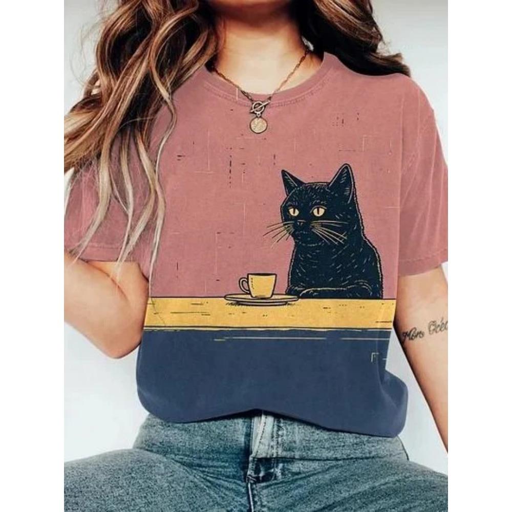 Women's Funny Animal Printed T Shirt Short Sleeve Tees Tops 3D Print O-Neck T-Shirts Summer Casual Women's Clothing Apparel