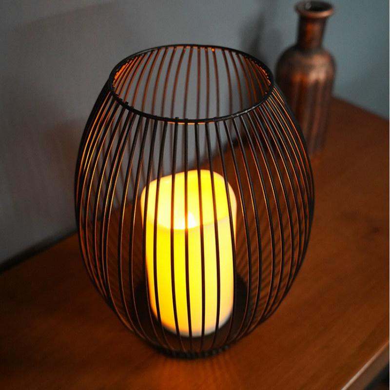 İskandinav Minimalist Ferforje Dekorasyon Gece Lambası Led Simülasyon Mum Kahve Restoran Yaratıcı Kapalı Ev El Sanatları