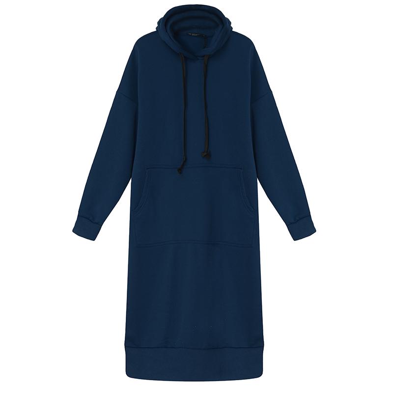 ZANZEA Vestido feminino longo com capuz e capuz, solto, forrado de lã, casual, longo, plus size