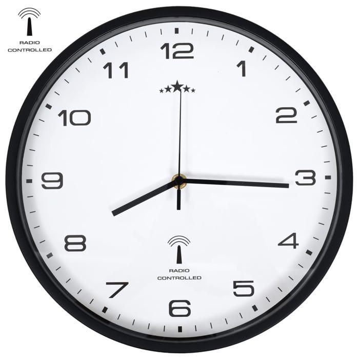 VidaXL Horloge Murale Radioguidée Mouvement à Quartz Blanc et Noir Cuisine Salon 50617