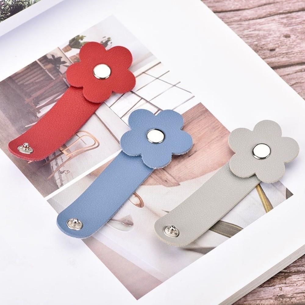 Leather Flower Cable Winder Portable Data Cable Ties Data Cable Protector Clips  Earphone Cord