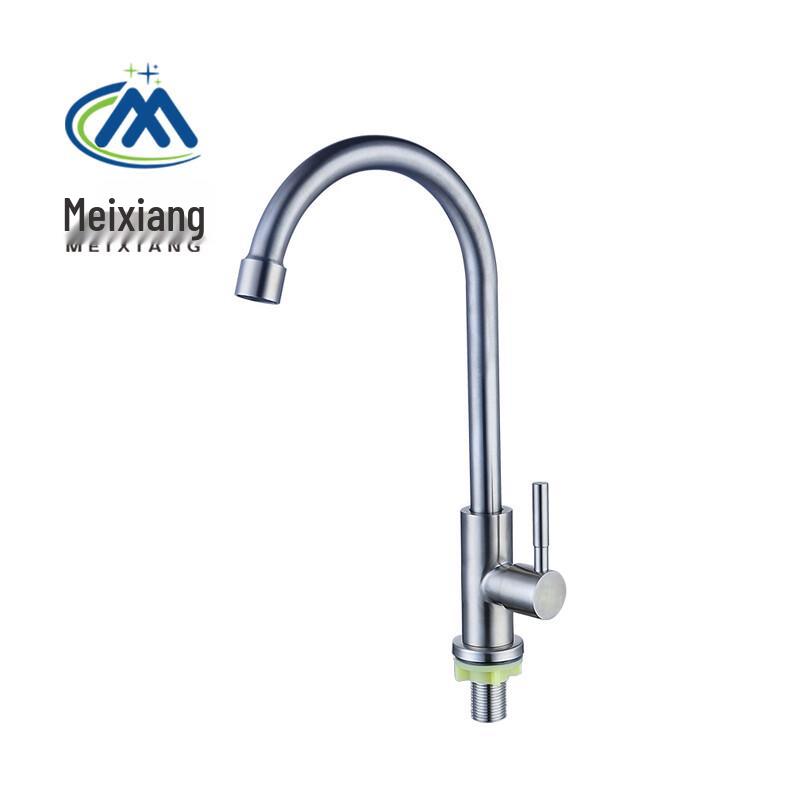 Meixiang 304 Stainless Steel Kitchen Cold Water Faucet Single Cold Large Bend