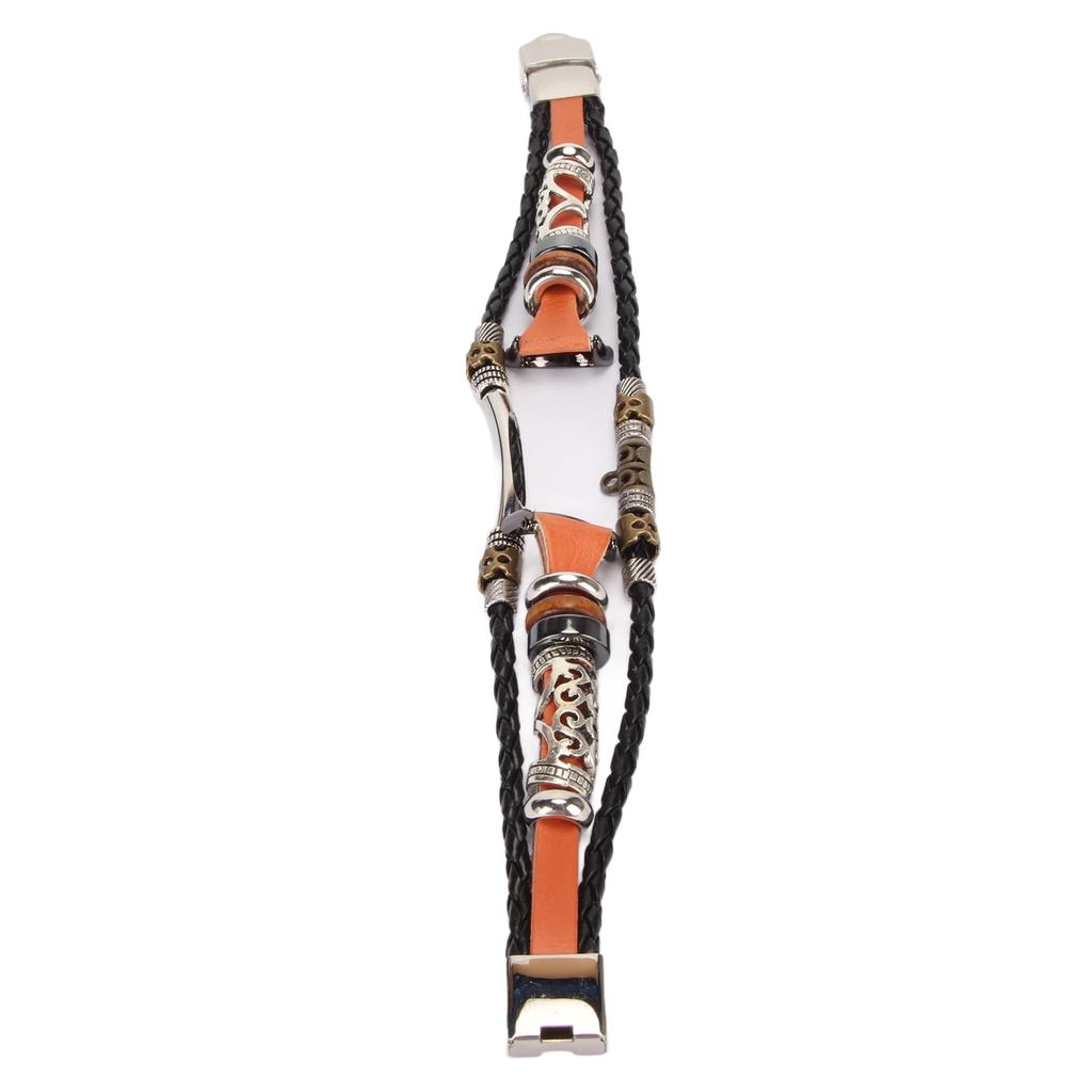 Smart Bracelet Strap Kit with Screwdriver Vintage Leather Alloy Bracelet Band Strap Wristband for Mi Band 8 Brown