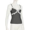Women's Lace Patchwork Bow Polka Dot Halter Spice Girl Color Contrast Sexy V Neck Waist Vest Top