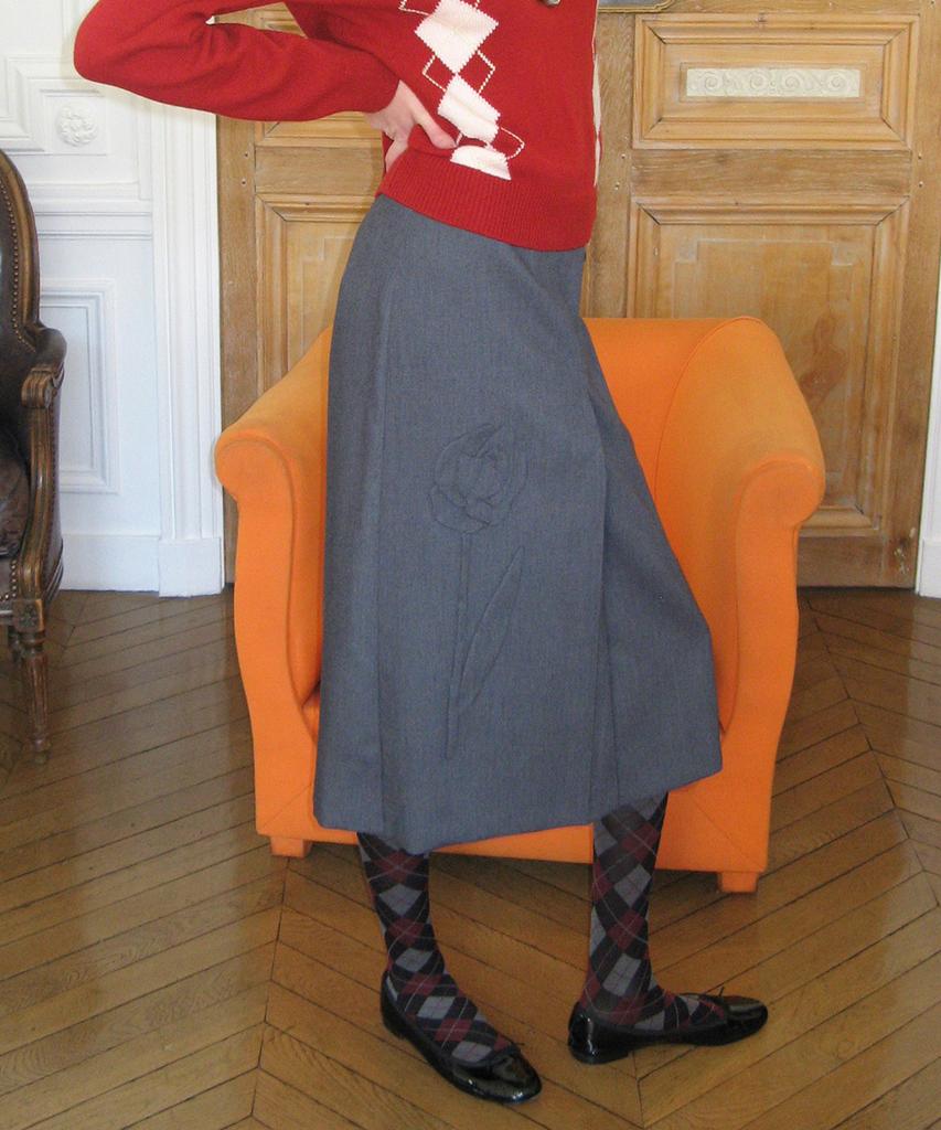 Sinun Sn Rose Applique Skirt (Grey)