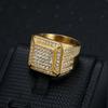 Luxury Full Rhinestone Vacuum Gold Plated Titanium Steel Hip Hop Men's Ring