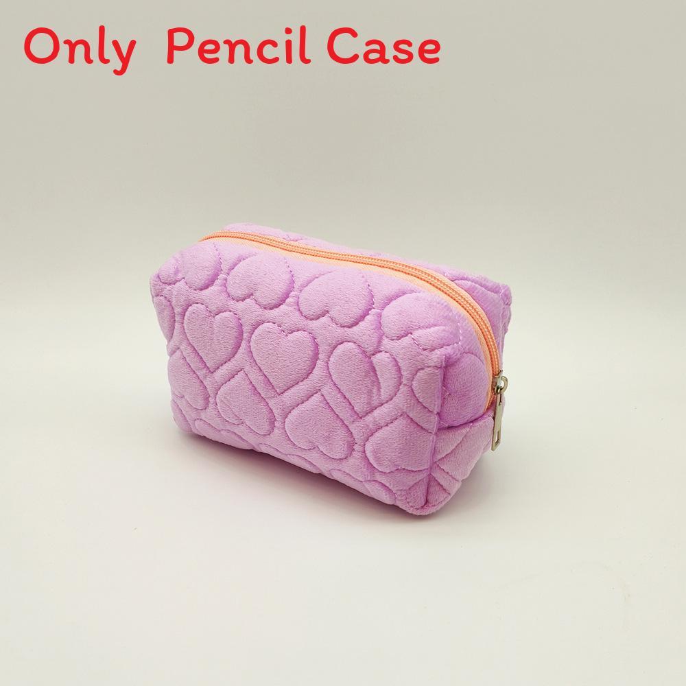 Heart Shape Plush Makeup Bag With Large Capacity For Students And Travel Storage