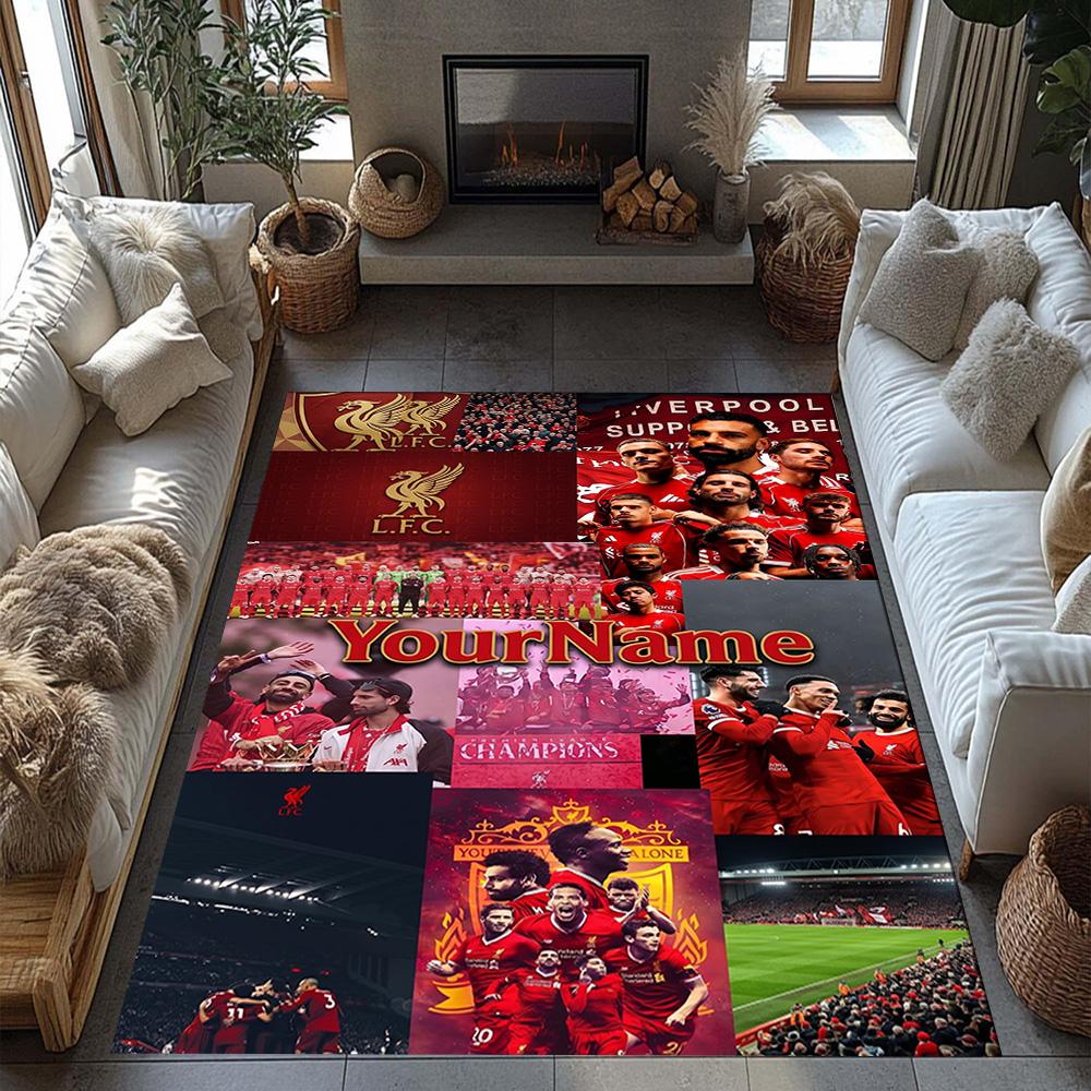 Liverpool Customize Text Floor Mat Design for Playrooms Dining Room Game Room Living Rooms Anti-slip Rug Anime Office Decor Perfect Gift for Women/Men