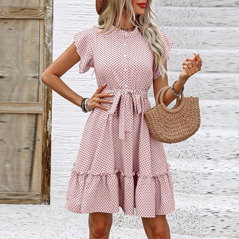 Summer Wave Lotus Leaf Sleeve Women's Dress