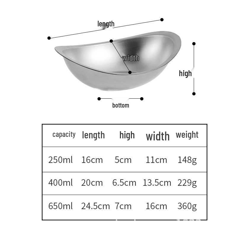 Creative Korean-Style Gold Yuanbao Salad & Dessert Bowl, 304 Stainless Steel - Perfect for Snacks & Korean BBQ. Small
