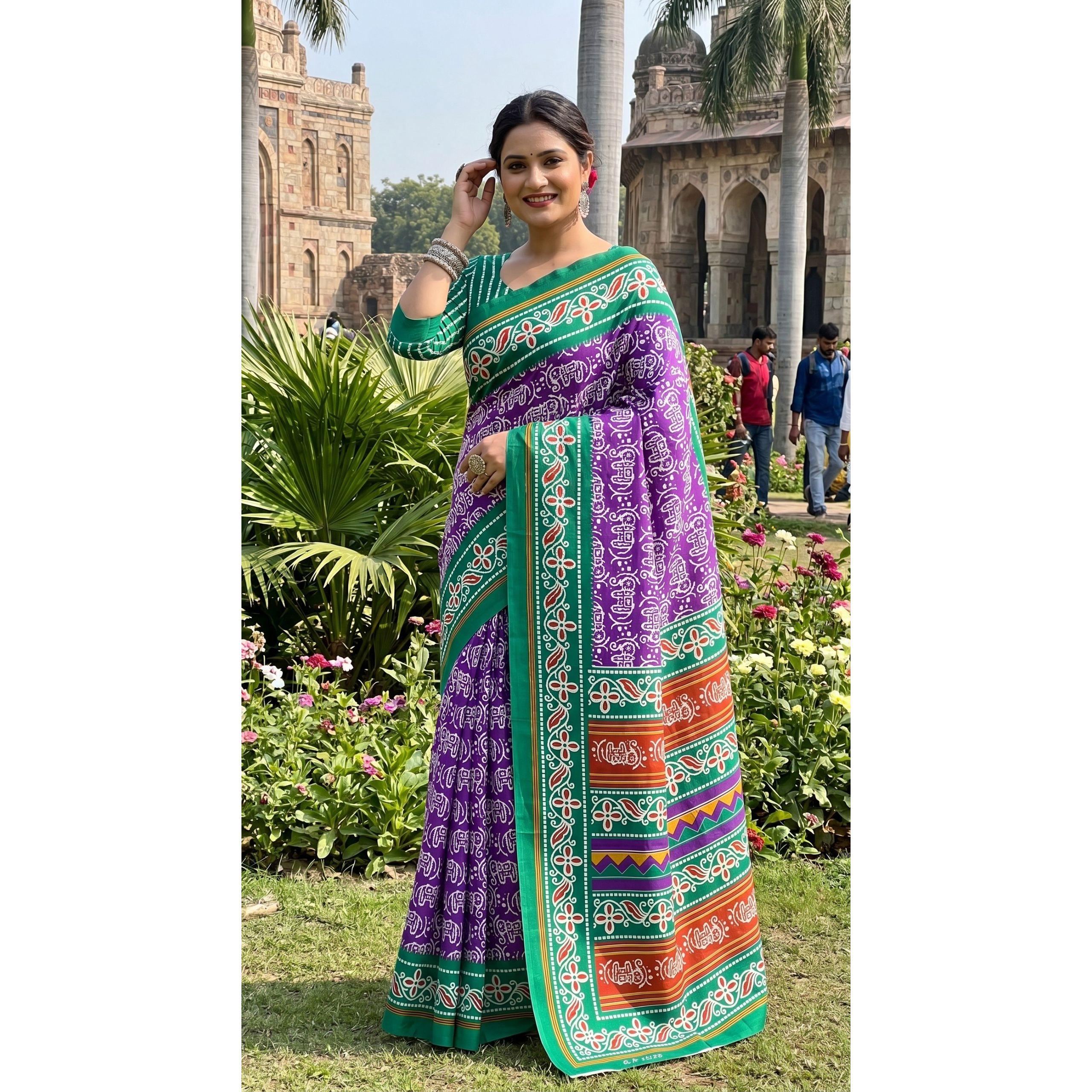 New Arrival – Beautiful Bagru Printed Mulmul Cotton Saree
