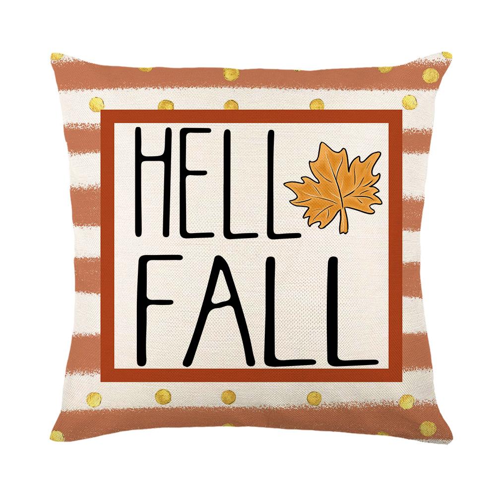 Pumpkin Maple Leaf Pillow Cover Autumn Harvest Series Linen Printed Sofa Cushion Cover Bedroom Headboard Pillow Cover