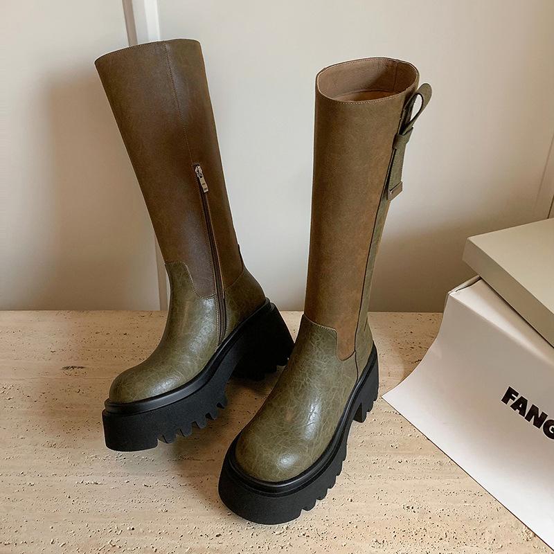 Niche design sweet and cool Spice girl platform knight boots autumn and winter new simple fashion high boots comfortable long boots look thin