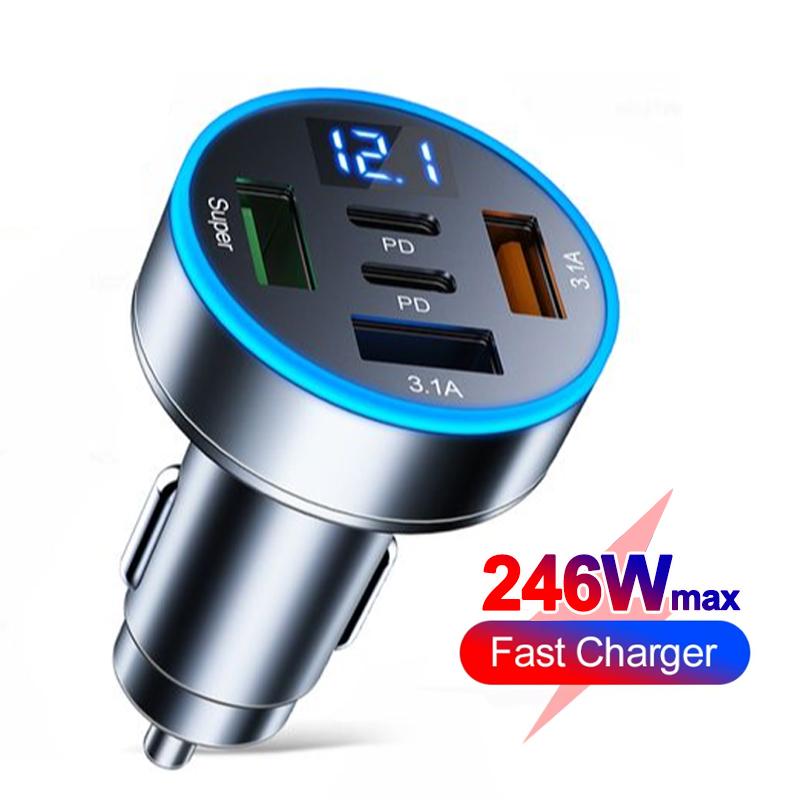 66 W 4 porty USB Ładowarka samochodowa Szybkie ładowanie Szybkie ładowanie 3.0 QC3.0 Ładowarka samochodowa Telefon Adapter Do iPhone Xiaomi Samsung Huawei