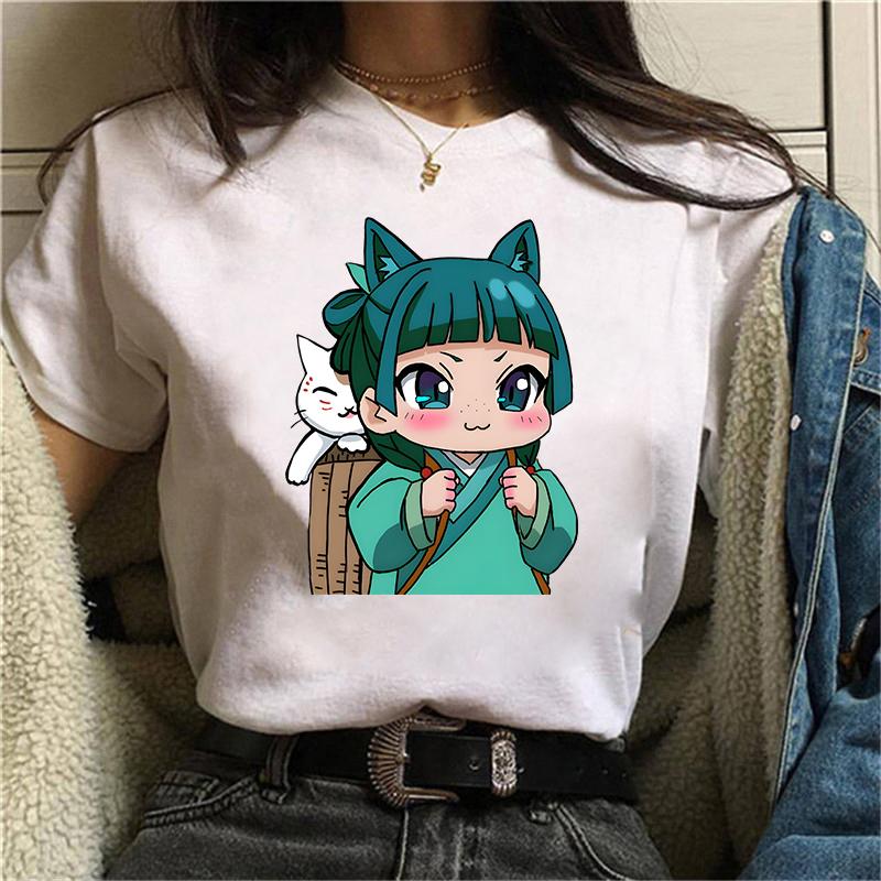 Funny Anime The Apothecary Diaries Printed T-shirts For Women Summer Short Sleeve Round Neck Cute Loose T-shirt Personalized Top
