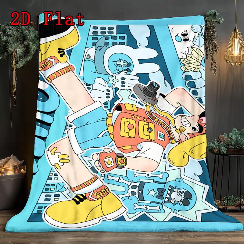 Happy Boy illustration 2D Flat Pattern Flannel Blanket High quality All Seasons Warmth and Comfort Perfect for Christmas Gifts.MMT0918291