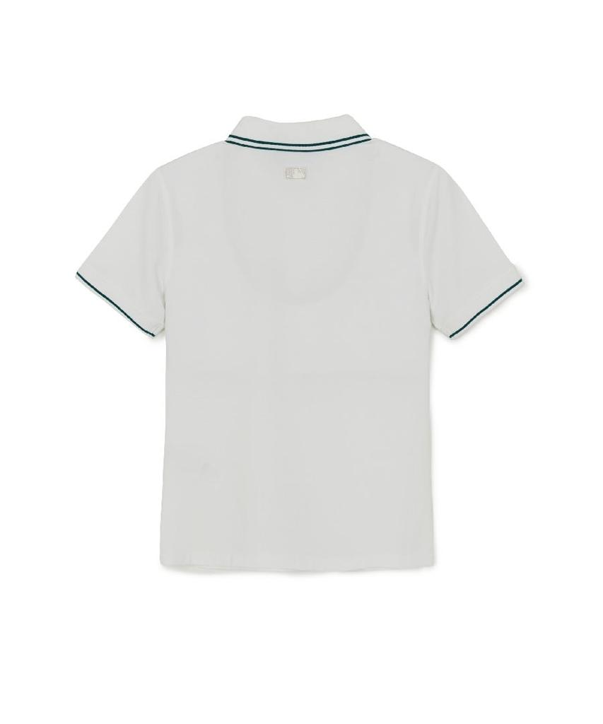 Emelbi Women'S Varsity Sportive Jersey Collared T-Shirt Ny (White)