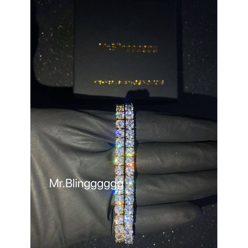 Tennis Hip-Hop Super Flash Gang Drill Bracelet Necklace Jewelry White Gold 18cm Bracelet (Non-Fading)