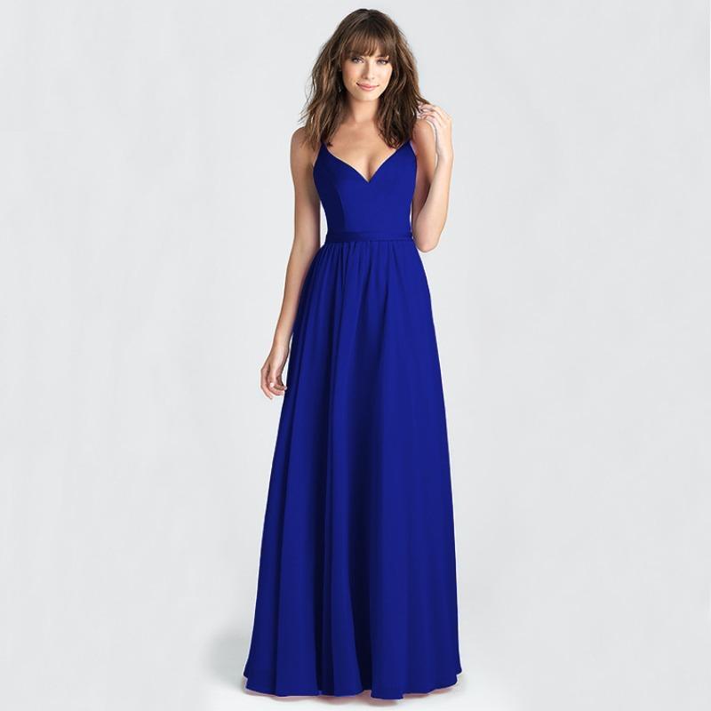 

Wish summer explosive women s dress slim and thin long solid color suspender skirt XXXL синій